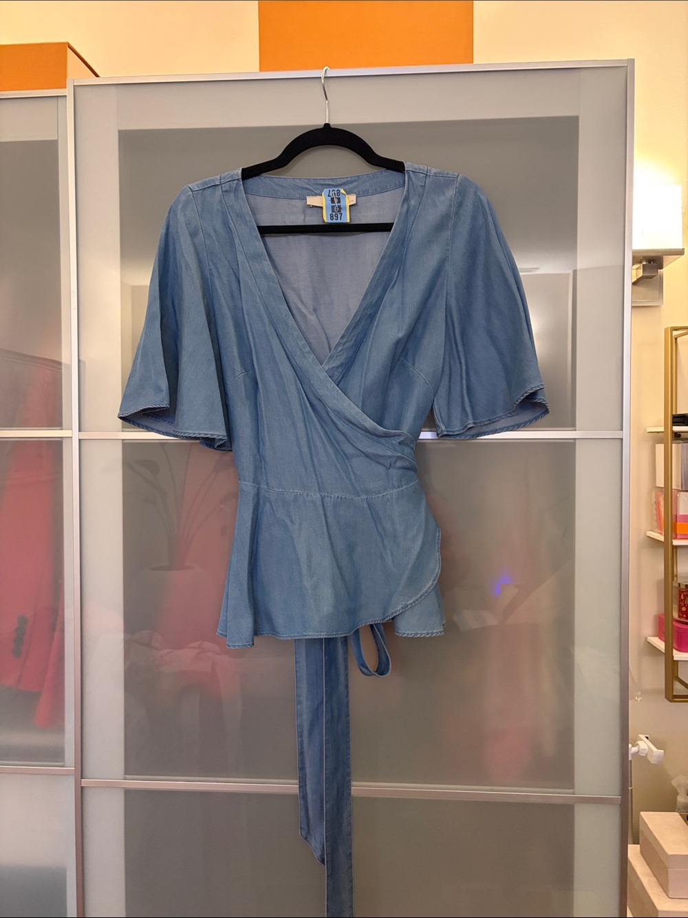 LOFT Light Blue Wrap Top